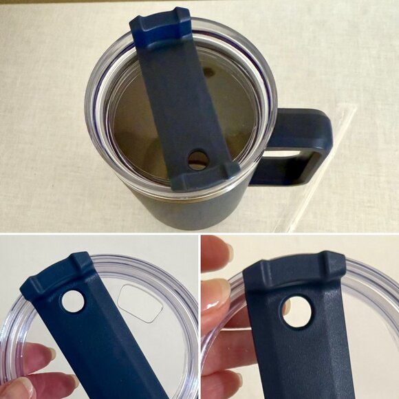 40 Oz Navy Blue Vacuum Insulated Stainless Steel Tumbler Handle Lid Straw Cup - Picture 5 of 8